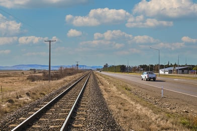 Train tracks in desert